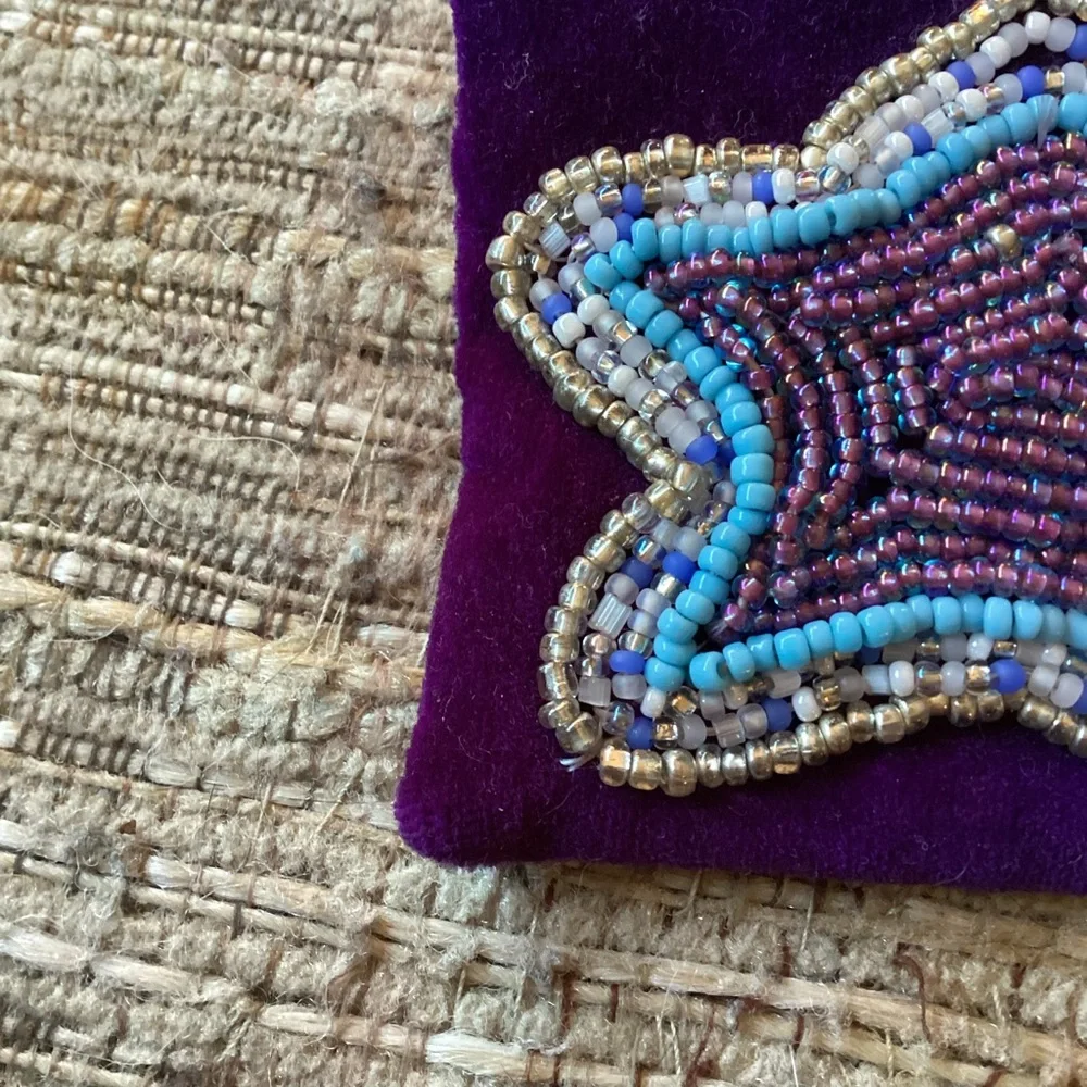 Boutique: Handcrafted Star Beaded Brooch - Purple and Blue - Picture 3 of 7